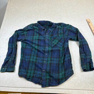 Magellan Outdoors Flannel Shirt Mens L Blue Green Plaid Classic Fit